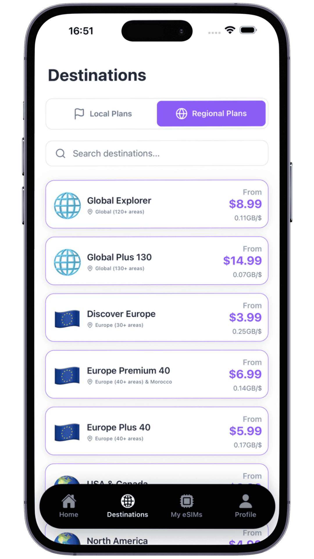 OMNI eSIM app screen 2