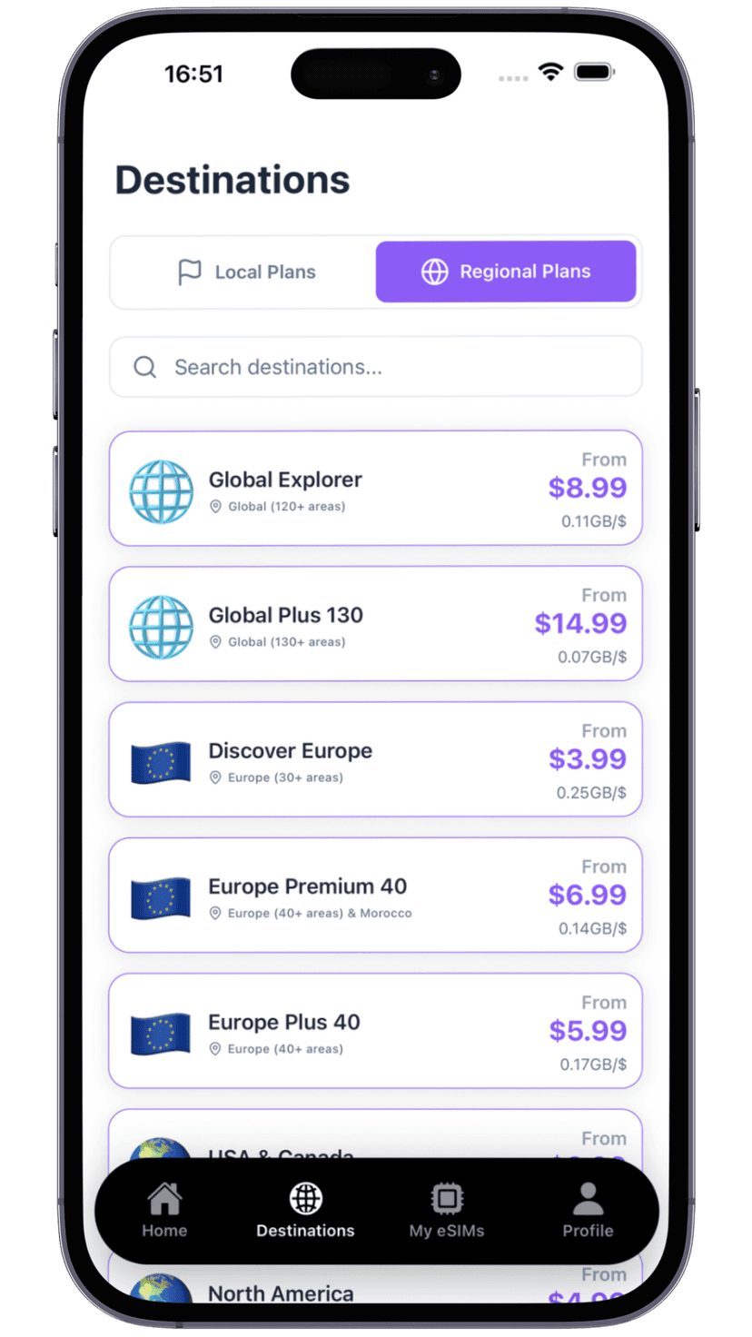 OMNI eSIM app screen 2