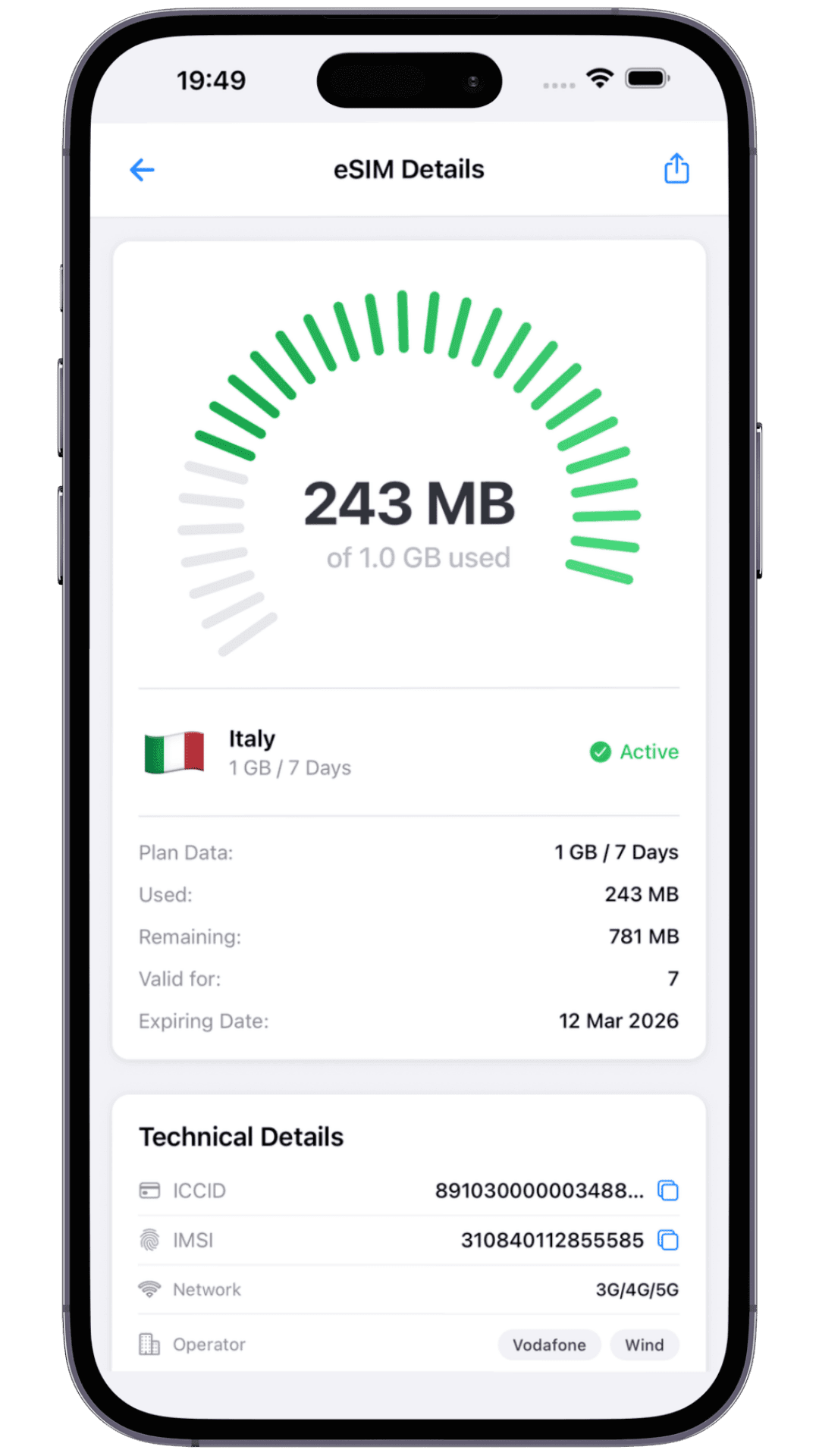 OMNI eSIM app screen 3