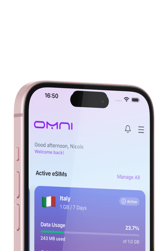 OMNI eSIM app closeup